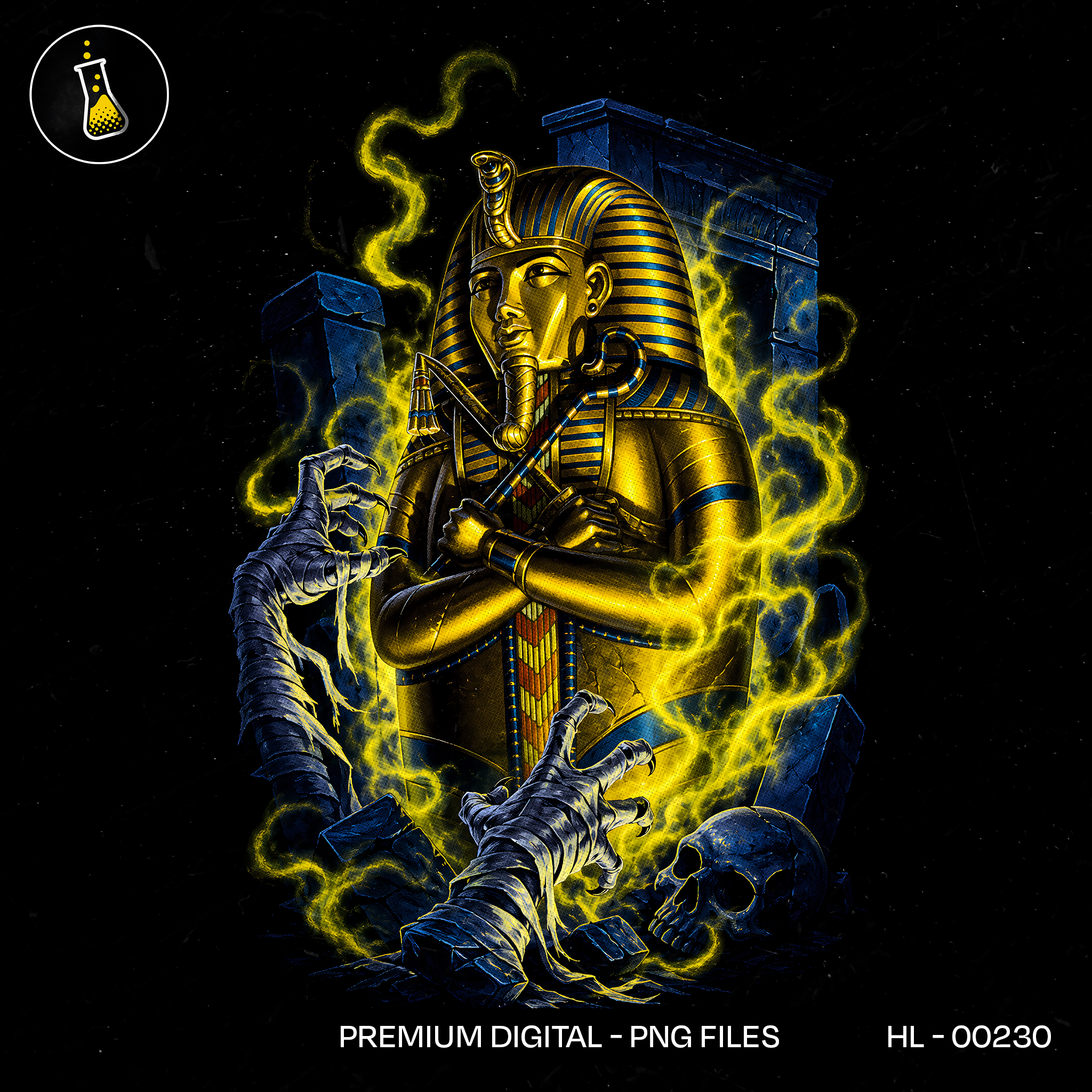 Golden Pharaoh Mummy Tomb Halloween Print