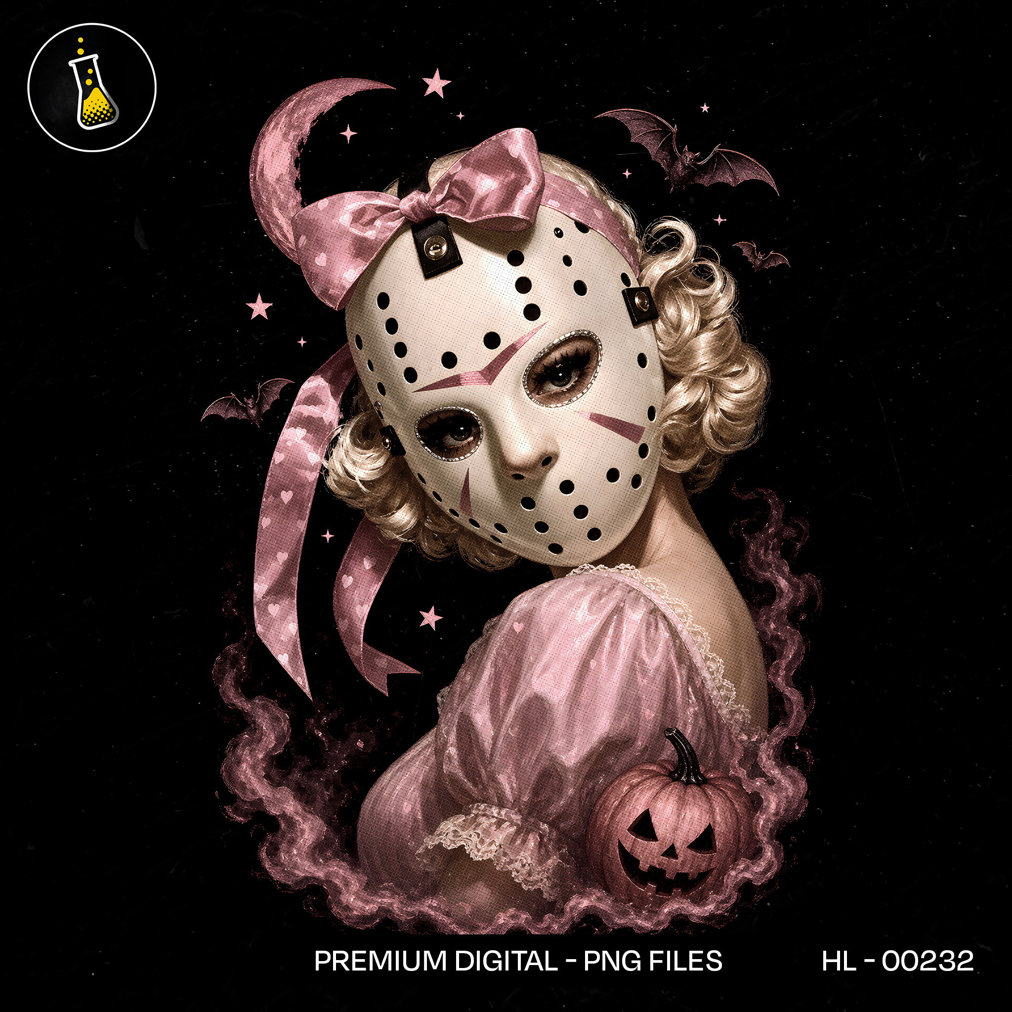 Pink Hockey Mask Coquette Girl Halloween Print