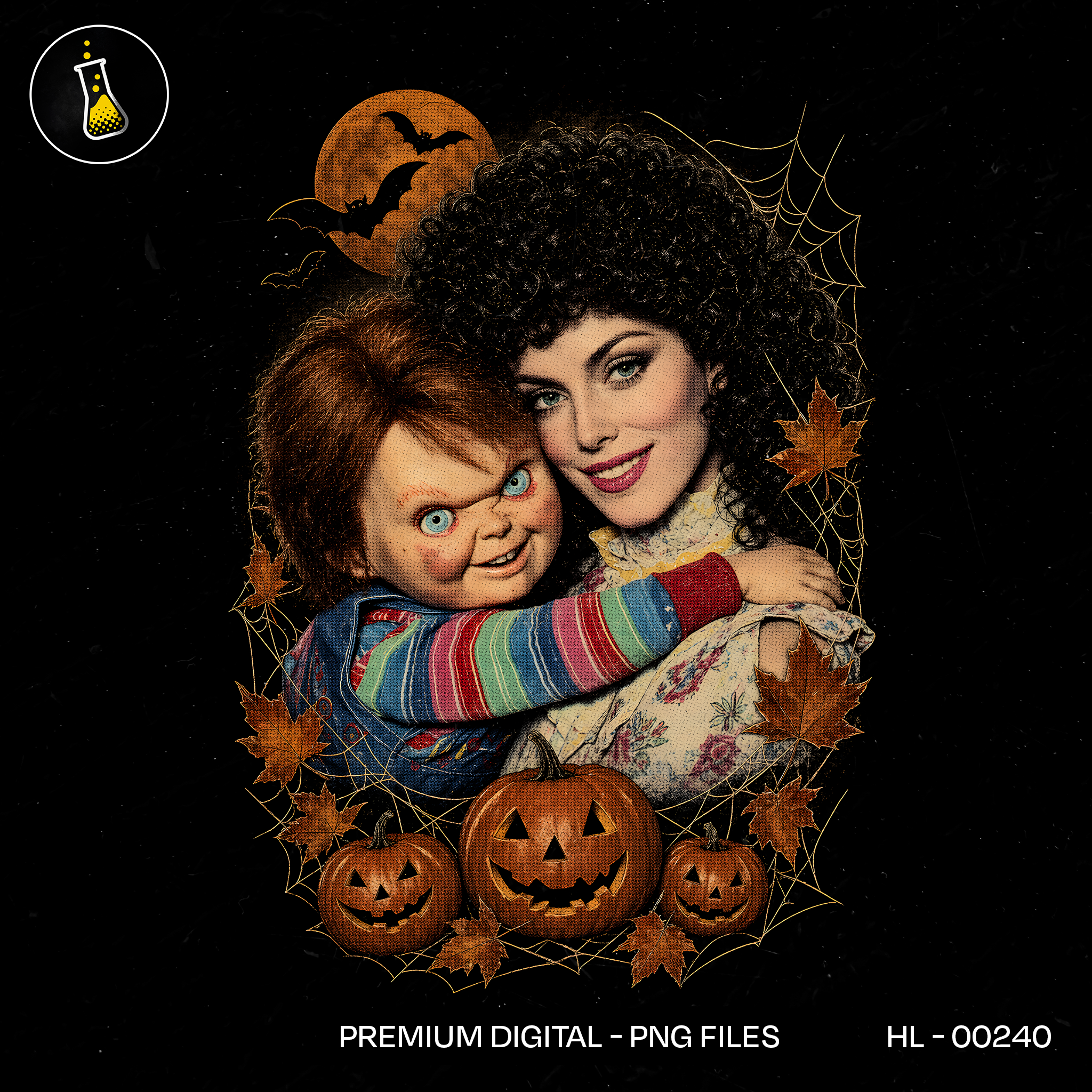 Redhead Killer Doll Woman Pumpkins Halloween Print