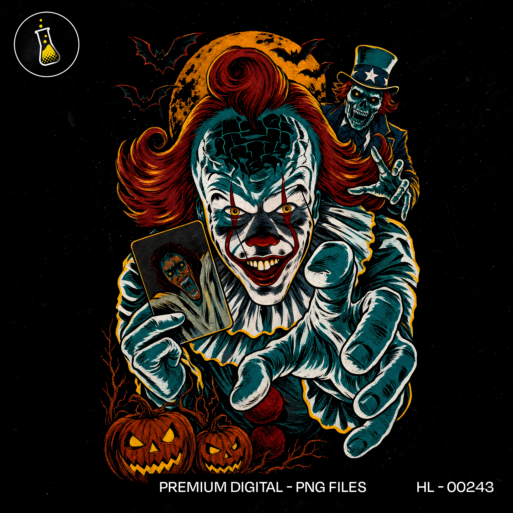 Evil Clown Uncle Sam Ghoul Halloween Print