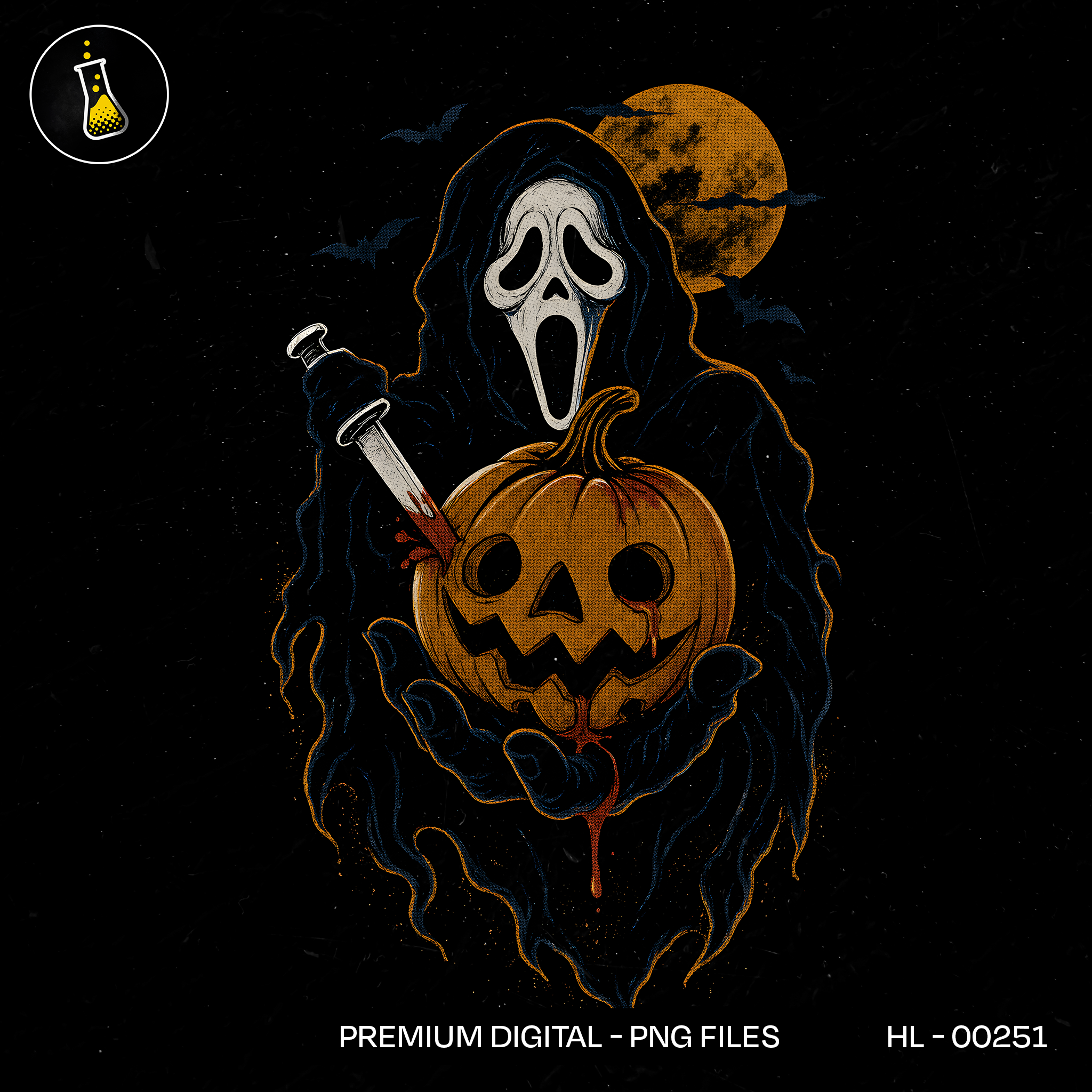 Ghost Face Killer Pumpkin Knife Halloween Print