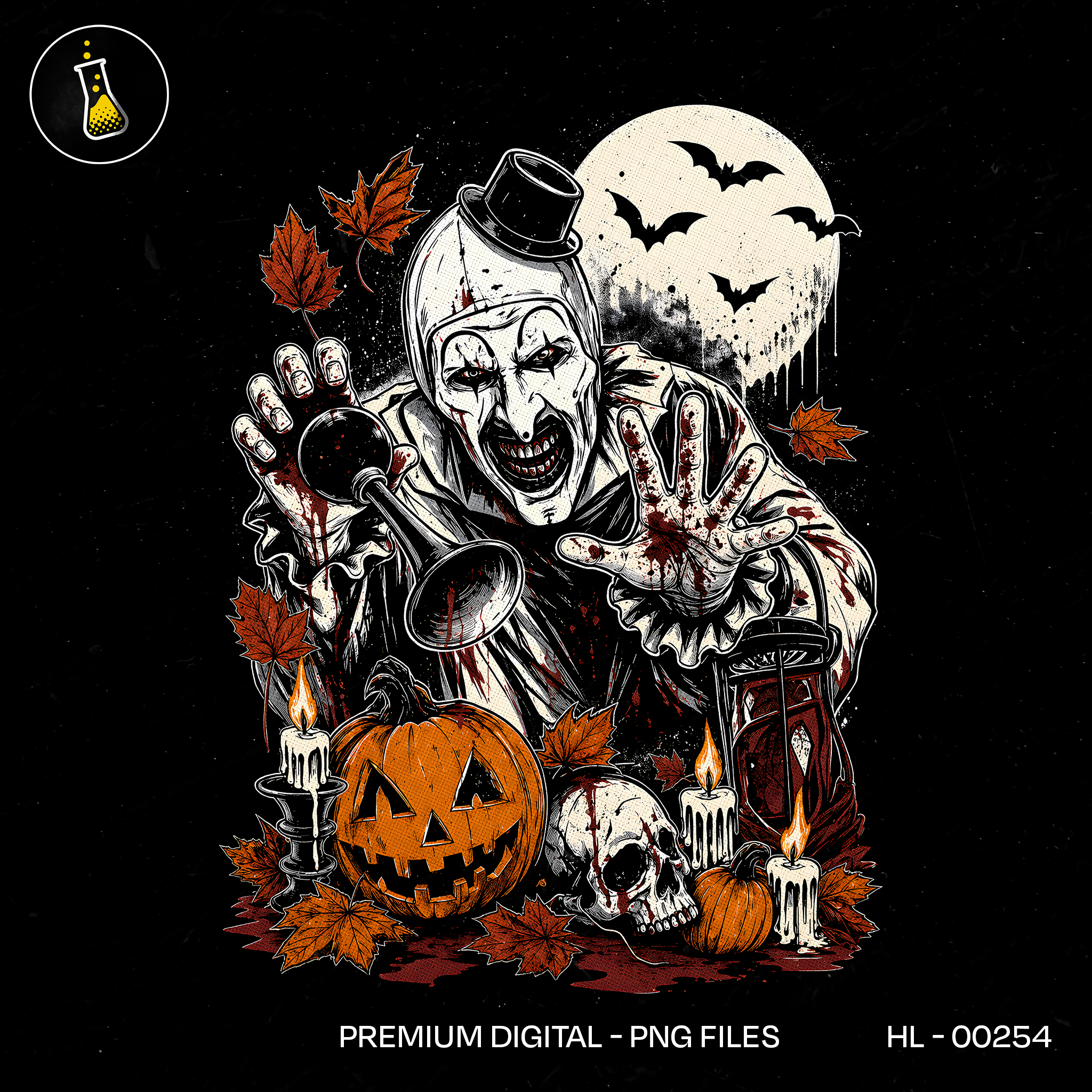 Scary Evil Clown Pumpkin Halloween Print