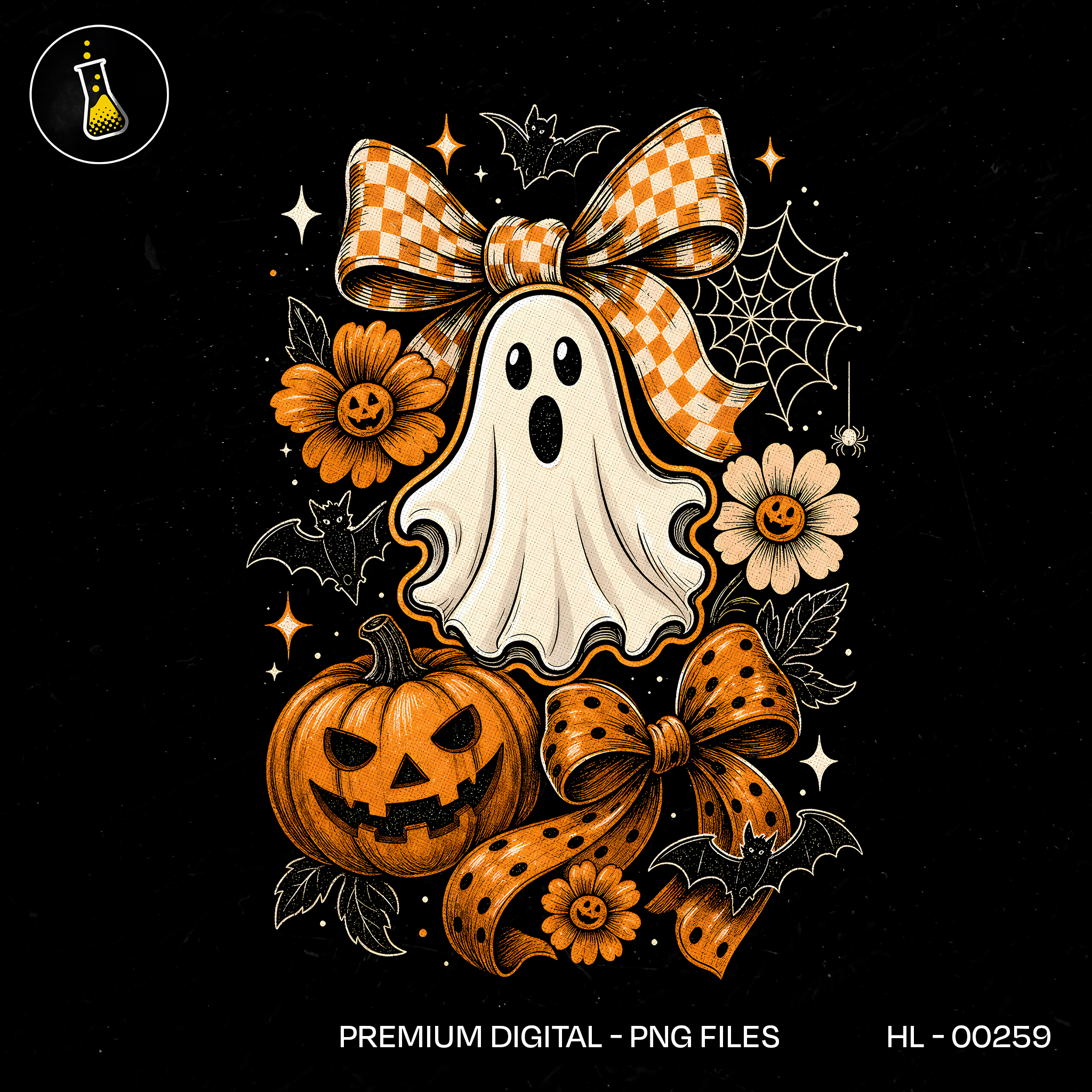 Cute Ghost Pumpkin Bows Halloween Print