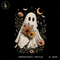 Cute Ghost Flowers Black Cat Halloween Print