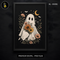 Cute Ghost Flowers Black Cat Halloween Print