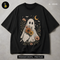 Cute Ghost Flowers Black Cat Halloween Print