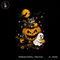 Cute Raccoon Cat Ghost Pumpkin Halloween Print