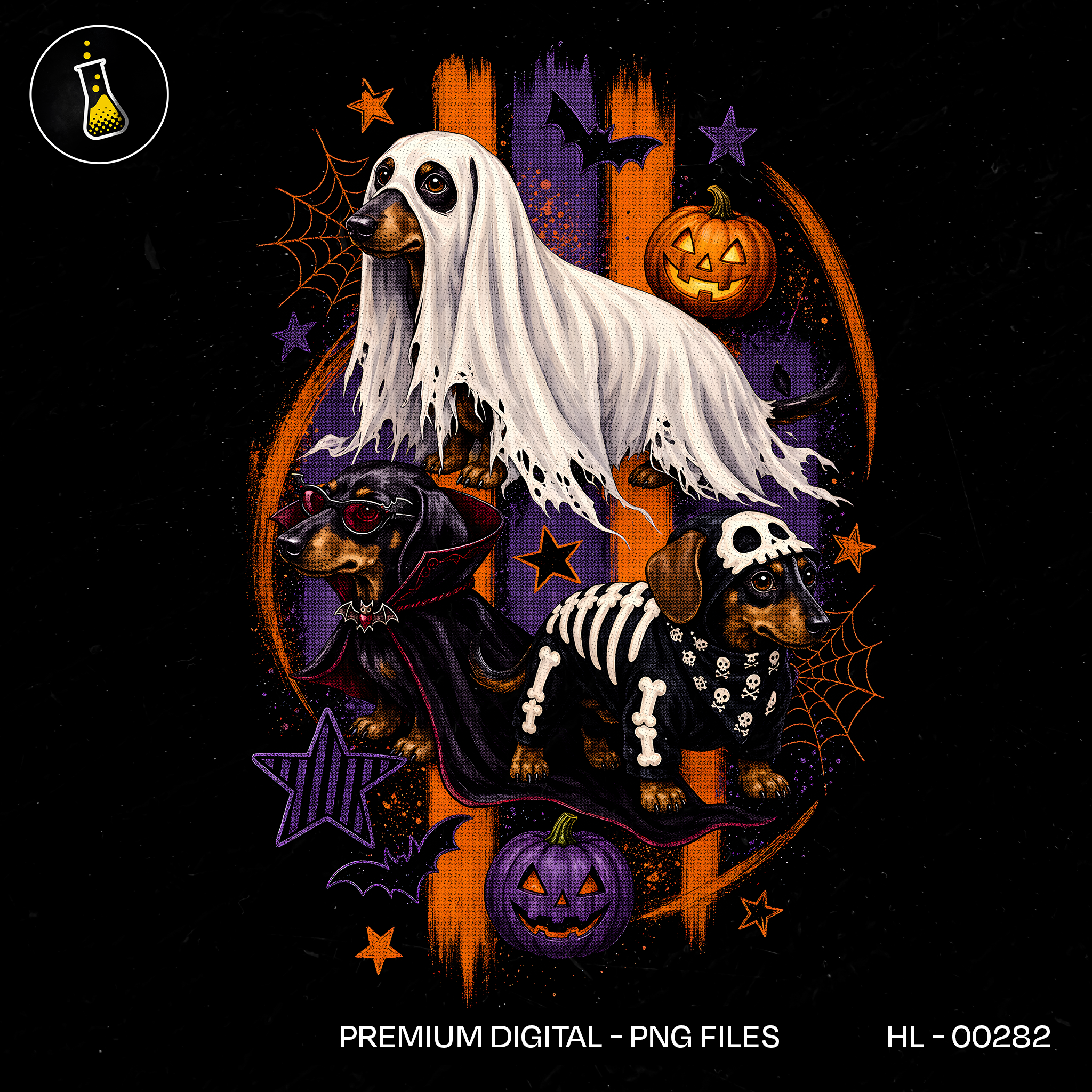 Cute Costumed Dachshund Dogs Halloween Print