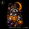 Cute Raccoon Witch Pumpkin Moon Halloween Print