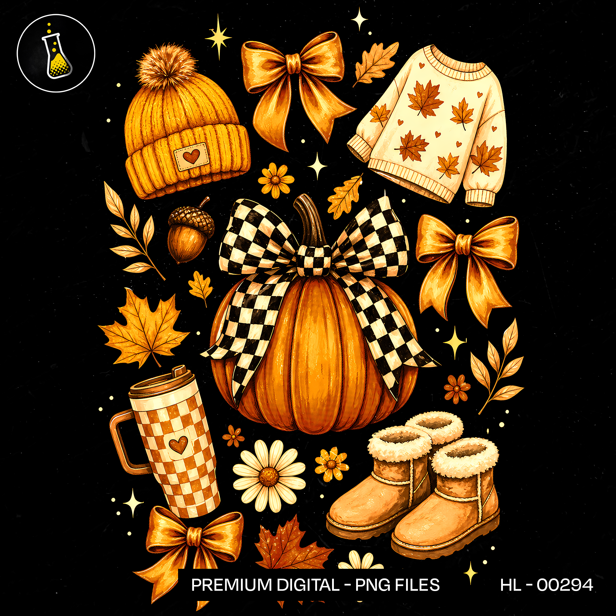Cozy Fall Pumpkin Sweater Boots Print