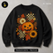 Retro Grunge Jack O Lantern Sunflower Print