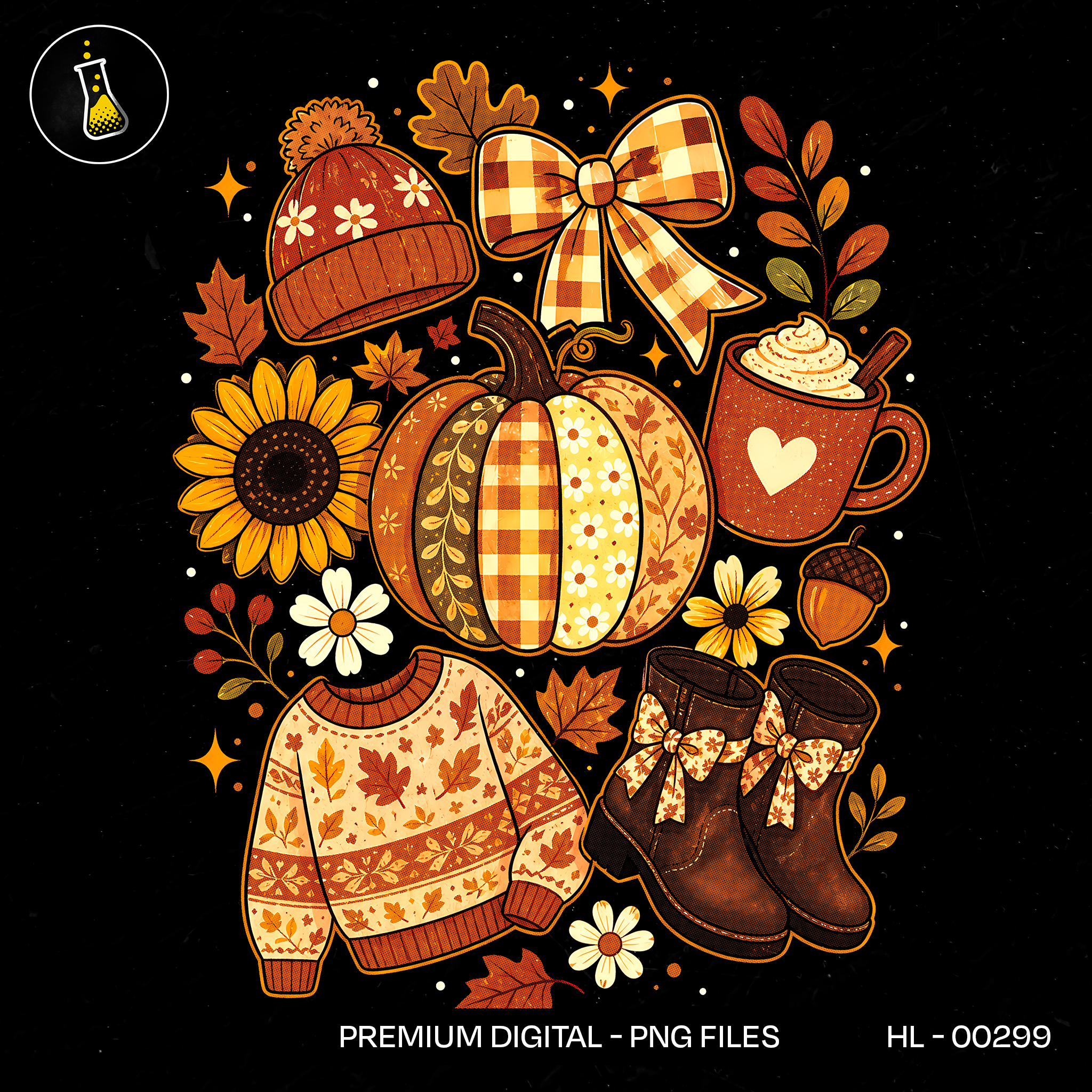 Cozy Fall Pumpkin Sweater Latte Print