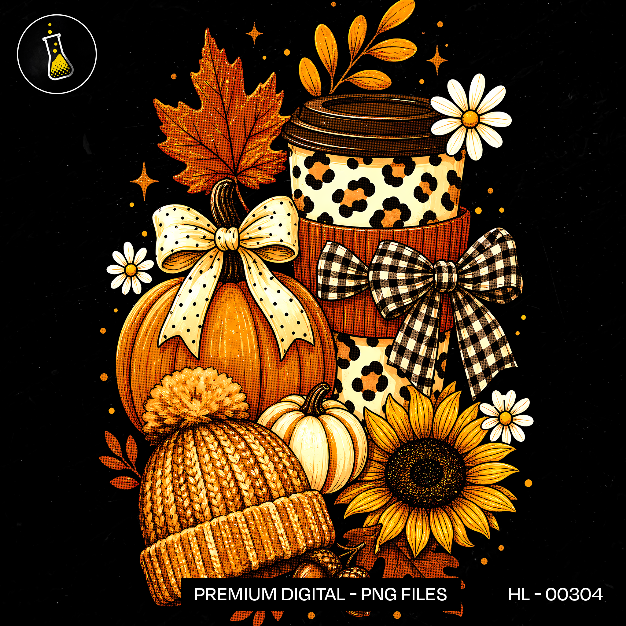 Leopard Coffee Cup Pumpkin Sunflower Print