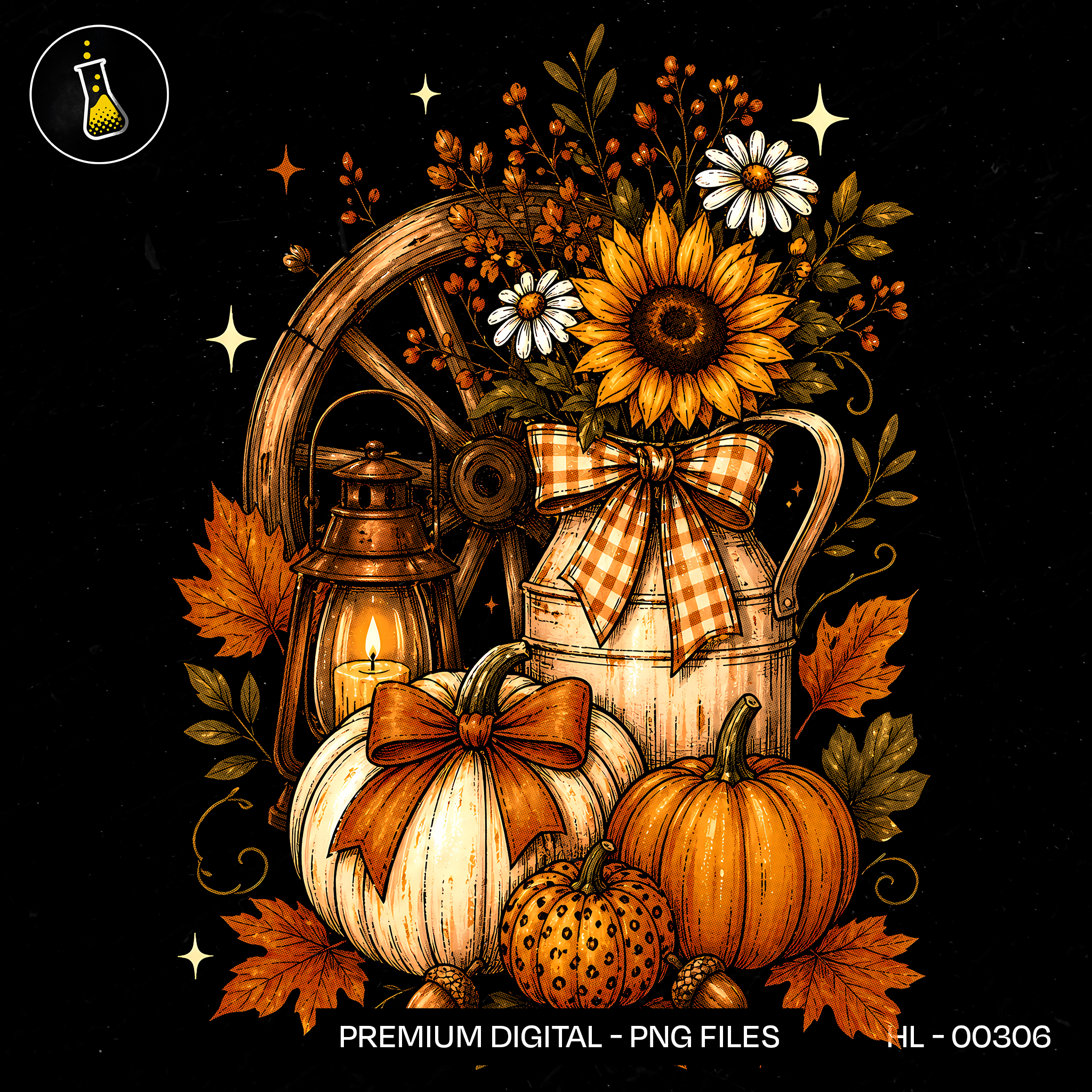 Rustic Farmhouse Sunflower Pumpkin Print