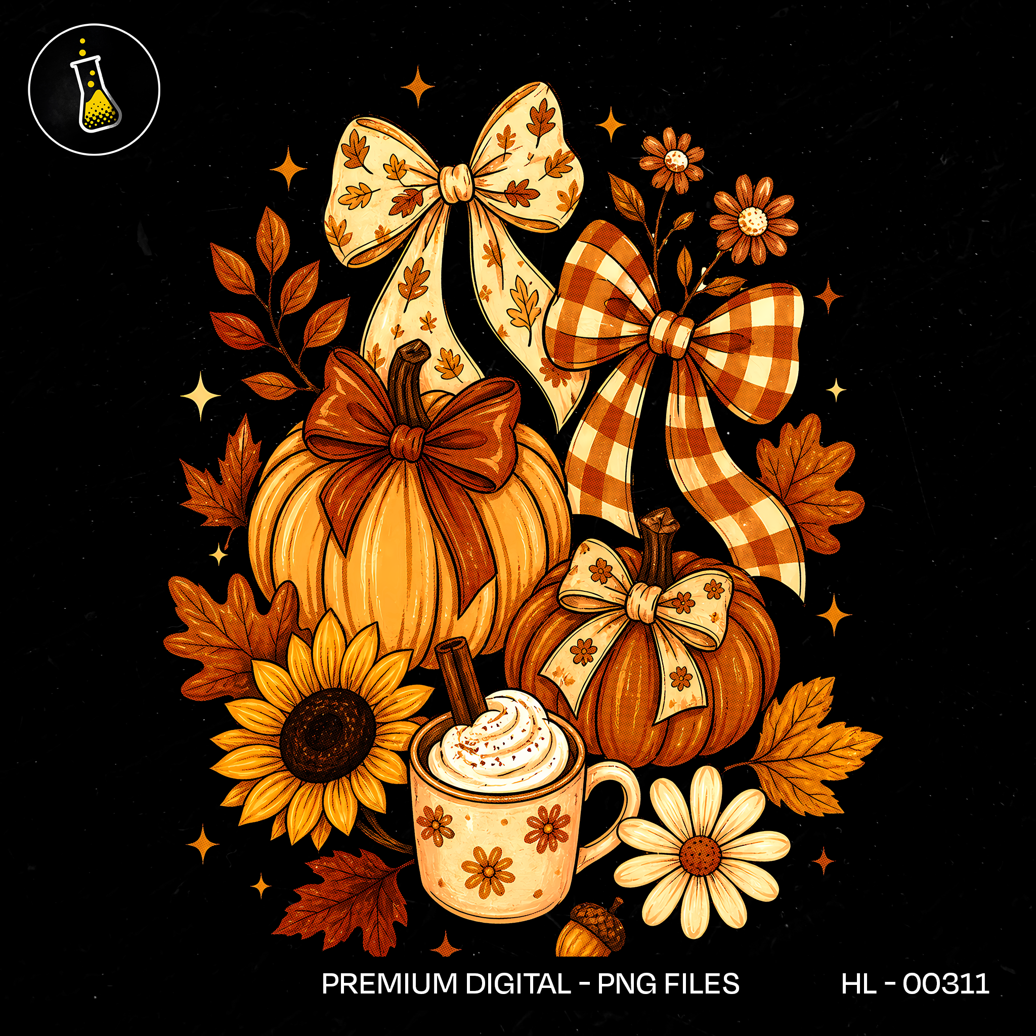 Cozy Fall Pumpkin Latte Bow Print