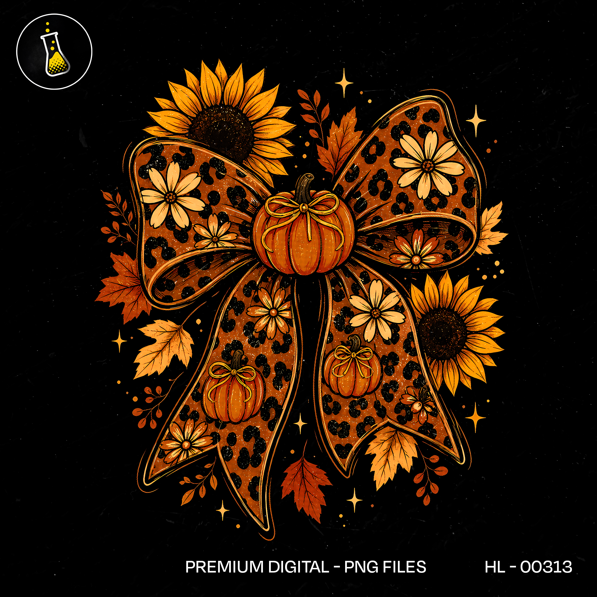 Leopard Bow Sunflower Pumpkin Print