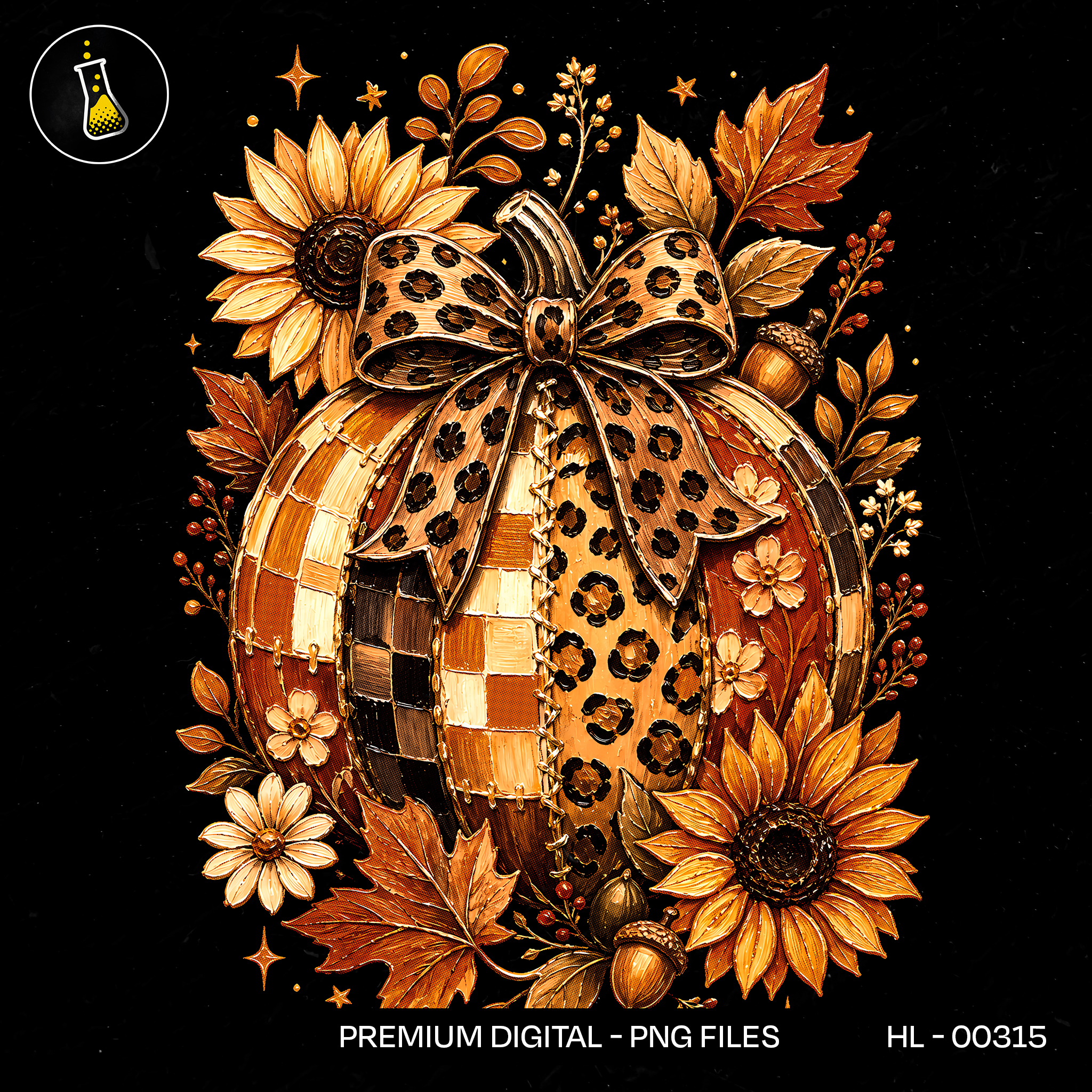 Quilted Leopard Checkered Pumpkin Print