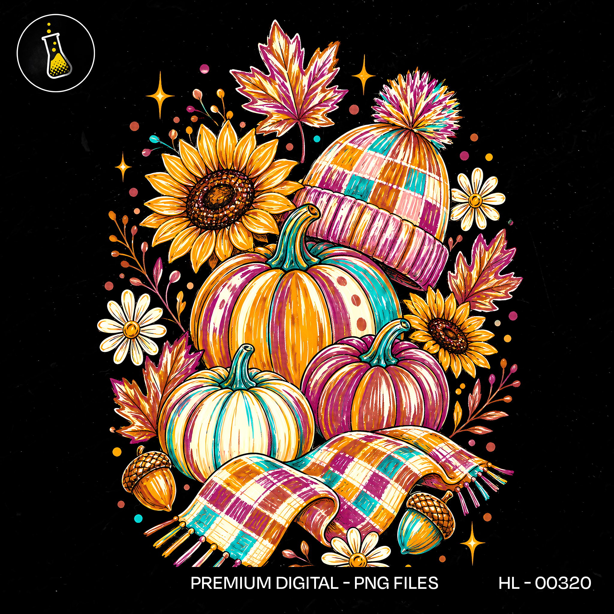 Bright Neon Pumpkin Patch Beanie Print