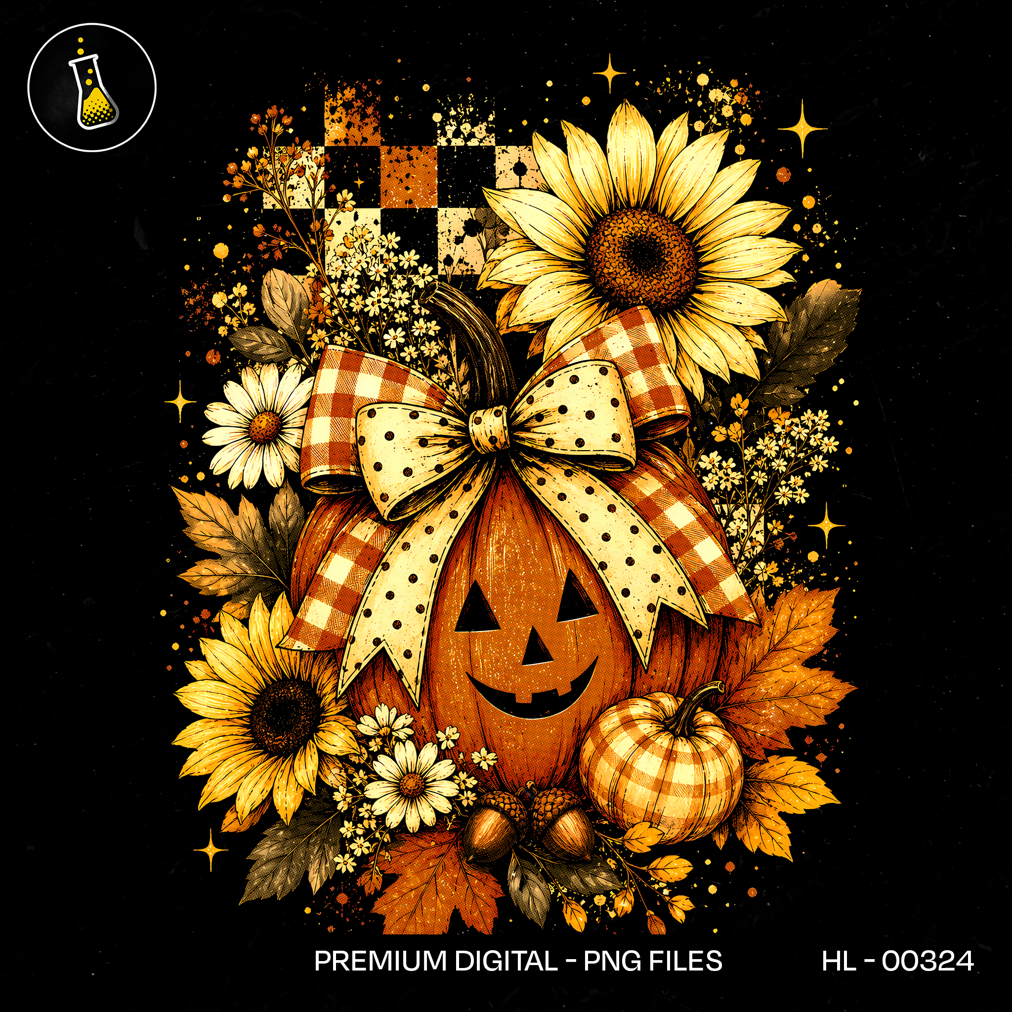 Jack O Lantern Polka Dot Bow Print
