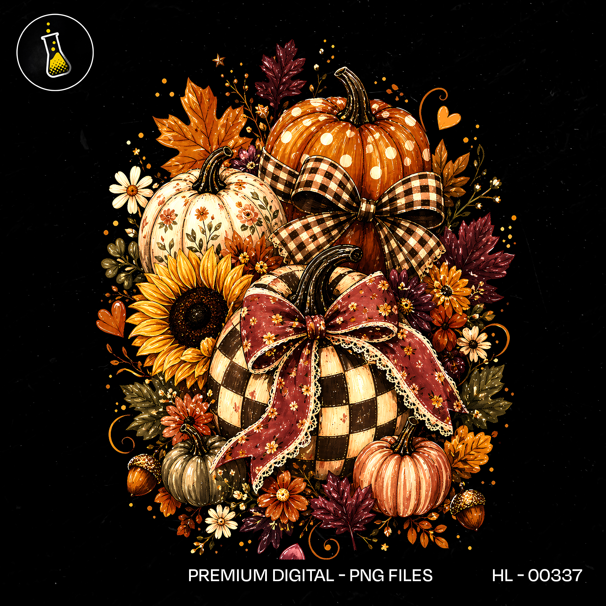 Maple Leaf Bow Pumpkin Trio Print