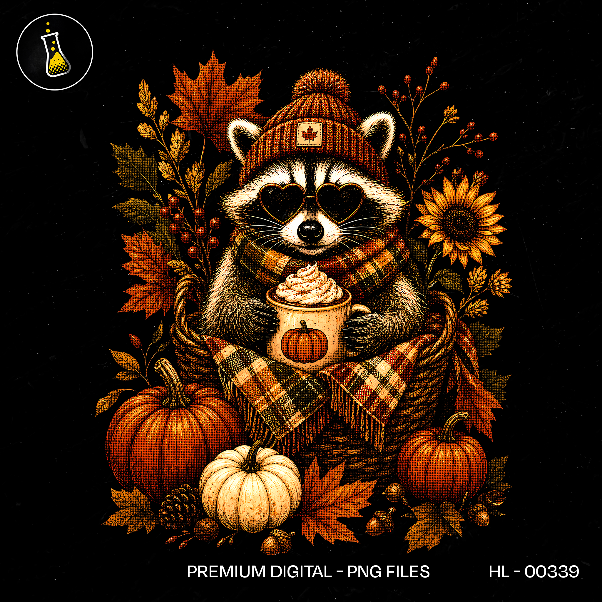 Cozy Raccoon Pumpkin Spice Latte Print