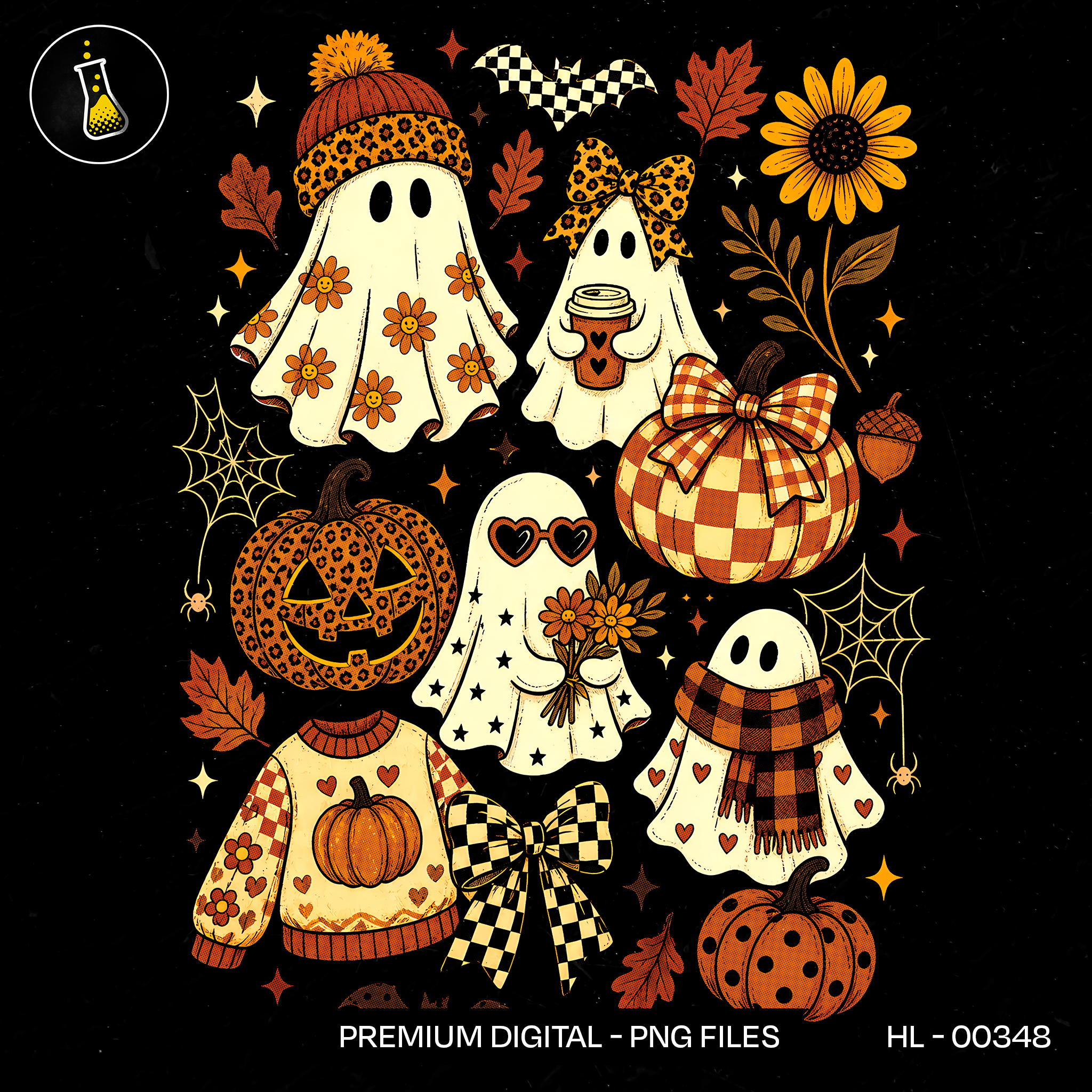 Cute Ghost Pattern Sticker Sheet Print