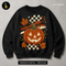 Retro Grunge Checkered Jack O Lantern Print