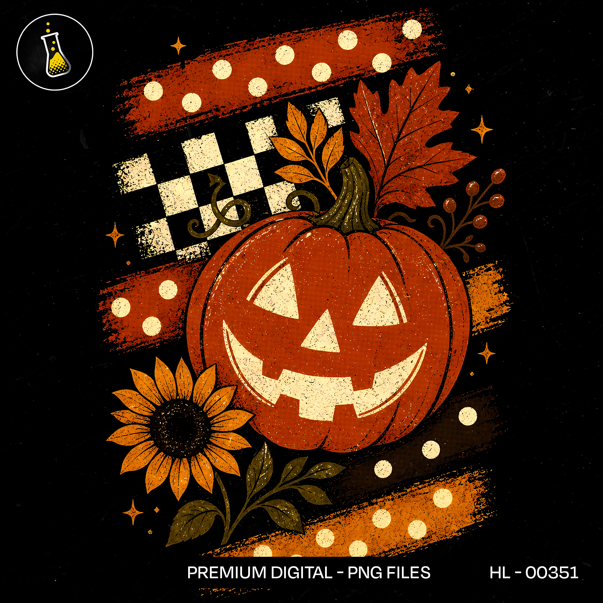 Polka Dot Stripe Jack O Lantern Print