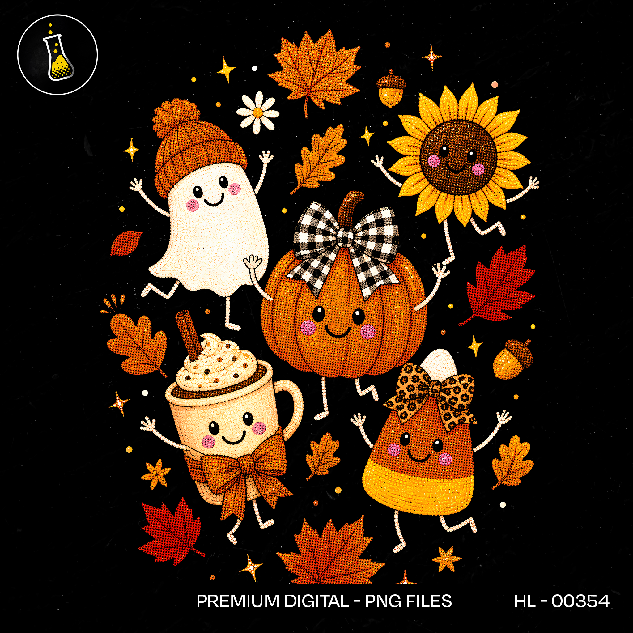 Cute Sparkly Pumpkin Candy Corn Print