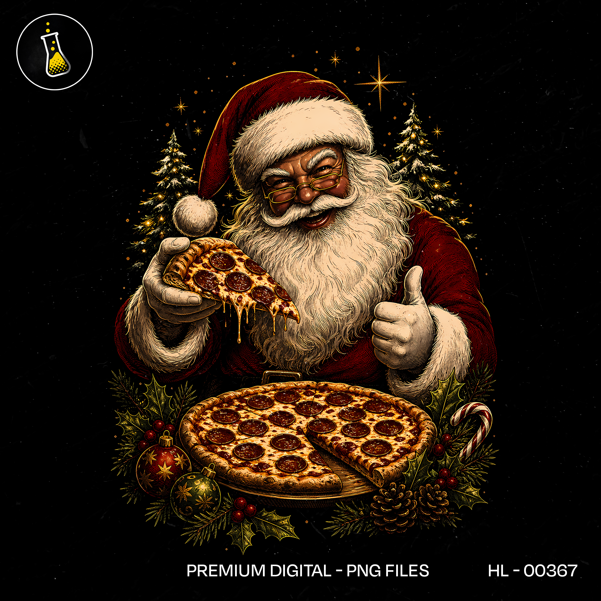 Santa Loves Pizza Slice Print