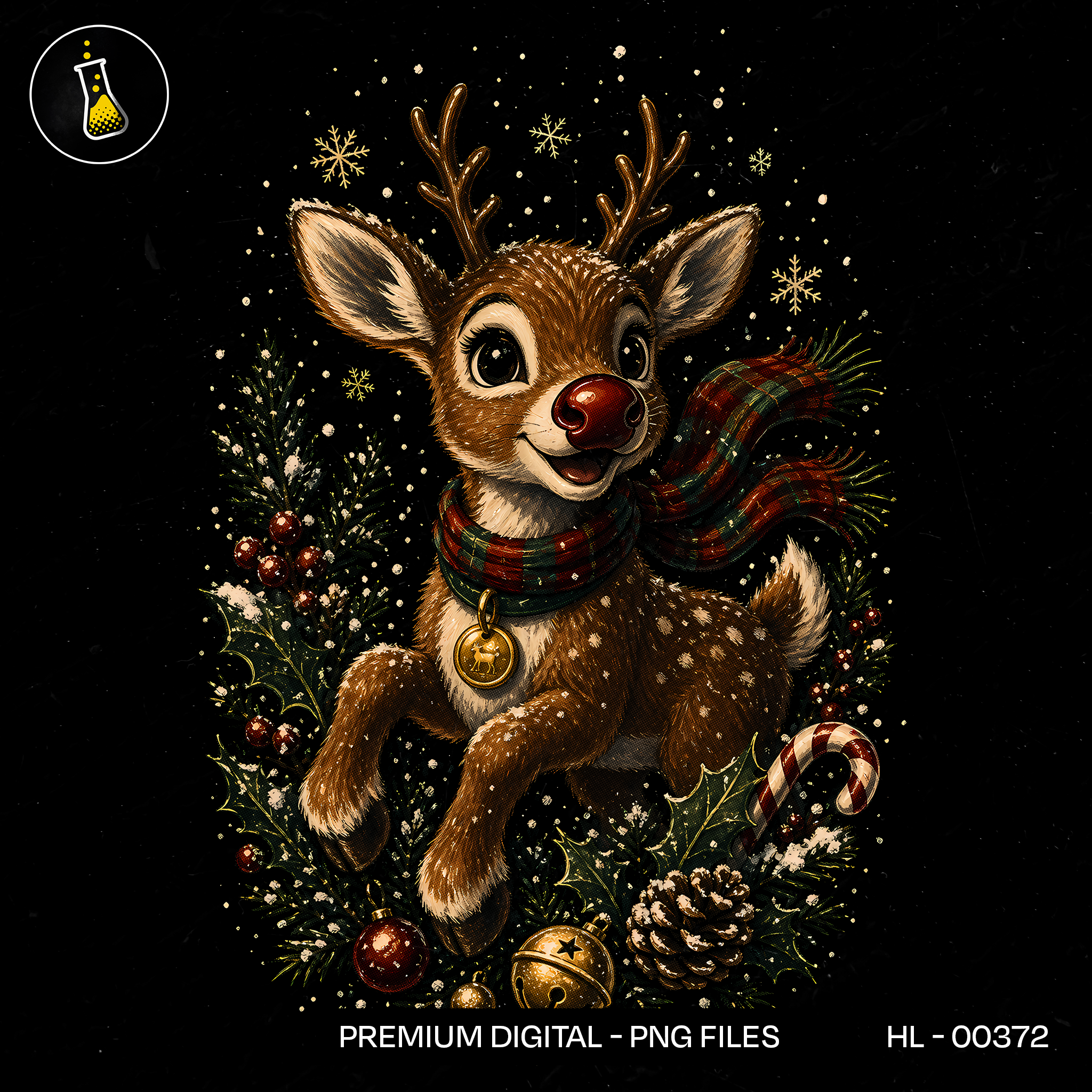 Cute Reindeer Plaid Scarf Print