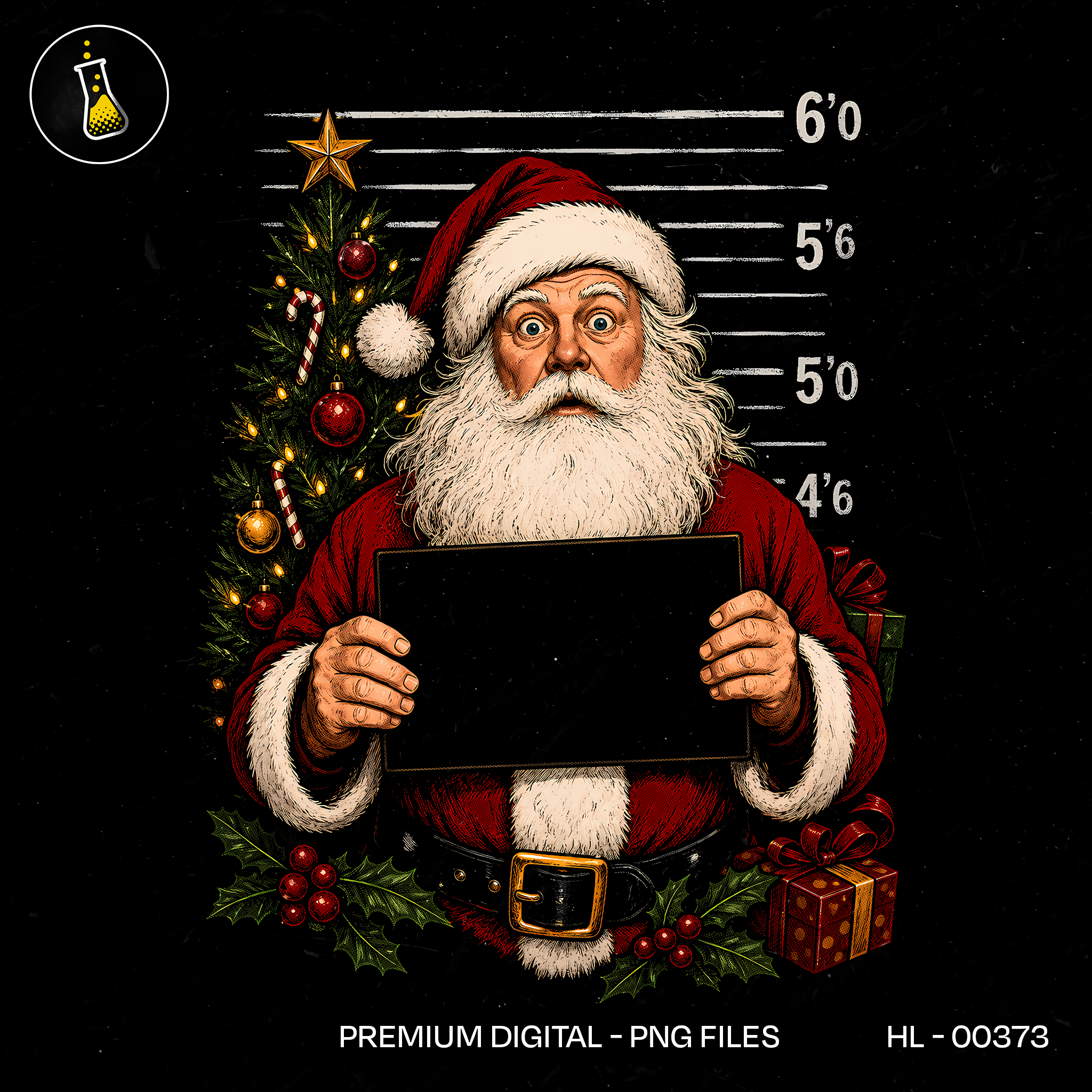 Funny Santa Mugshot Sign Print