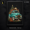 Vintage Teal Truck Tree Print