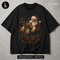 Santa Hugging Reindeer Wreath Print