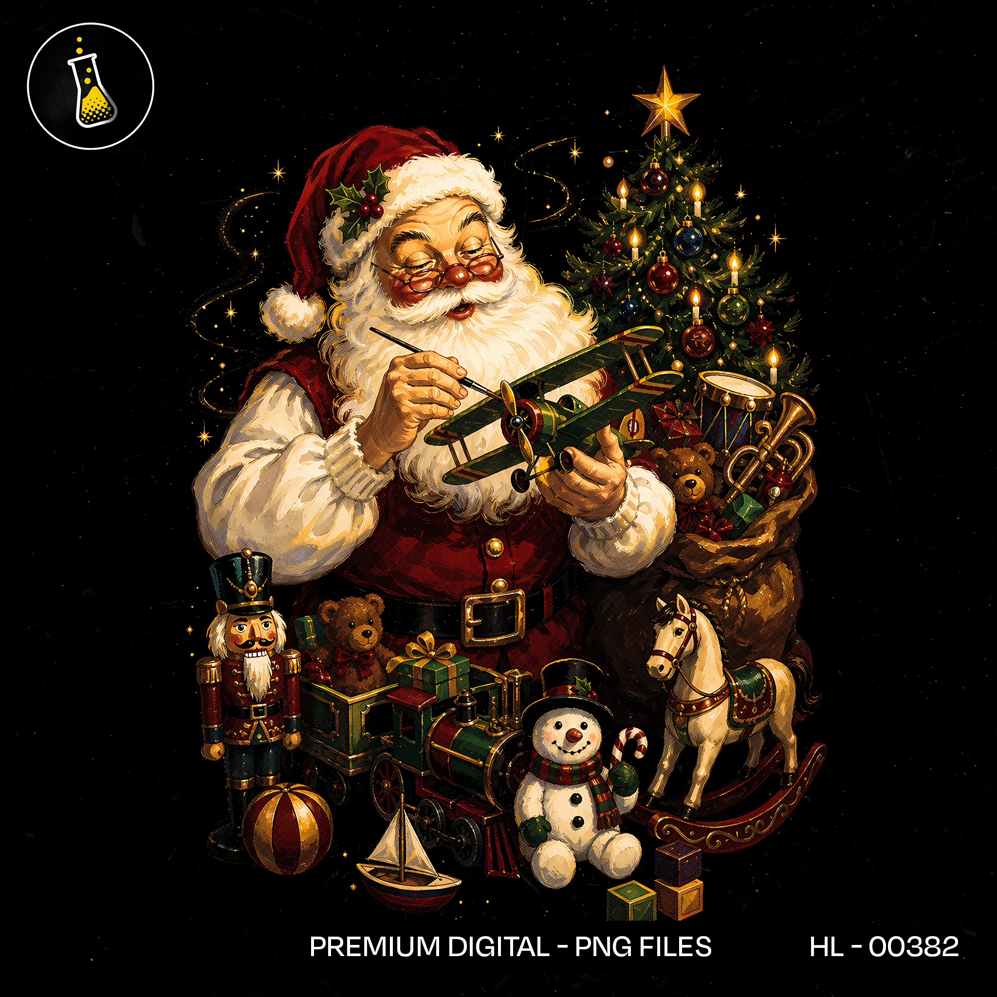 Santa Painting Toy Plane Print