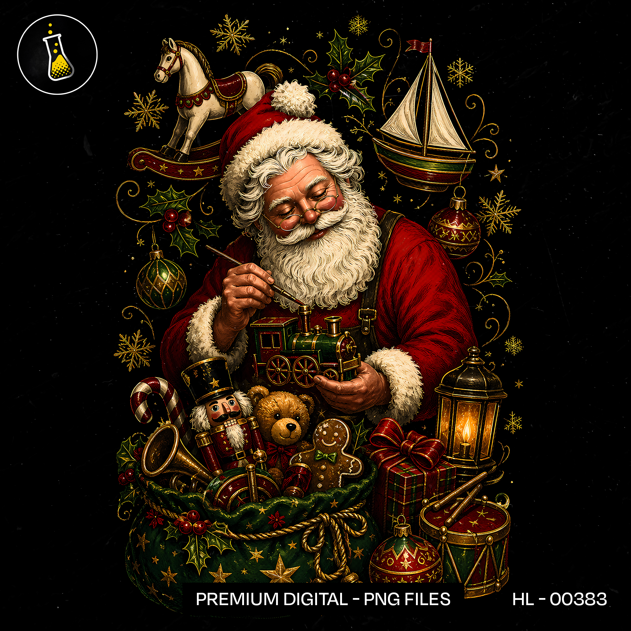 Santa Workshop Toy Train Print