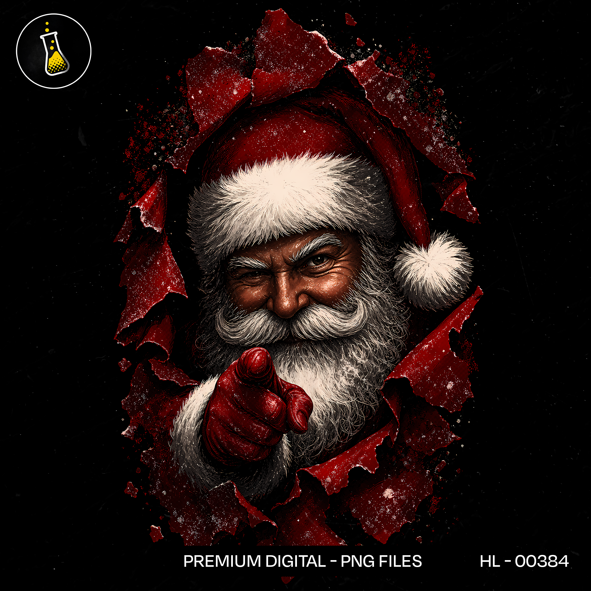 Tough Santa Breaking Through Print