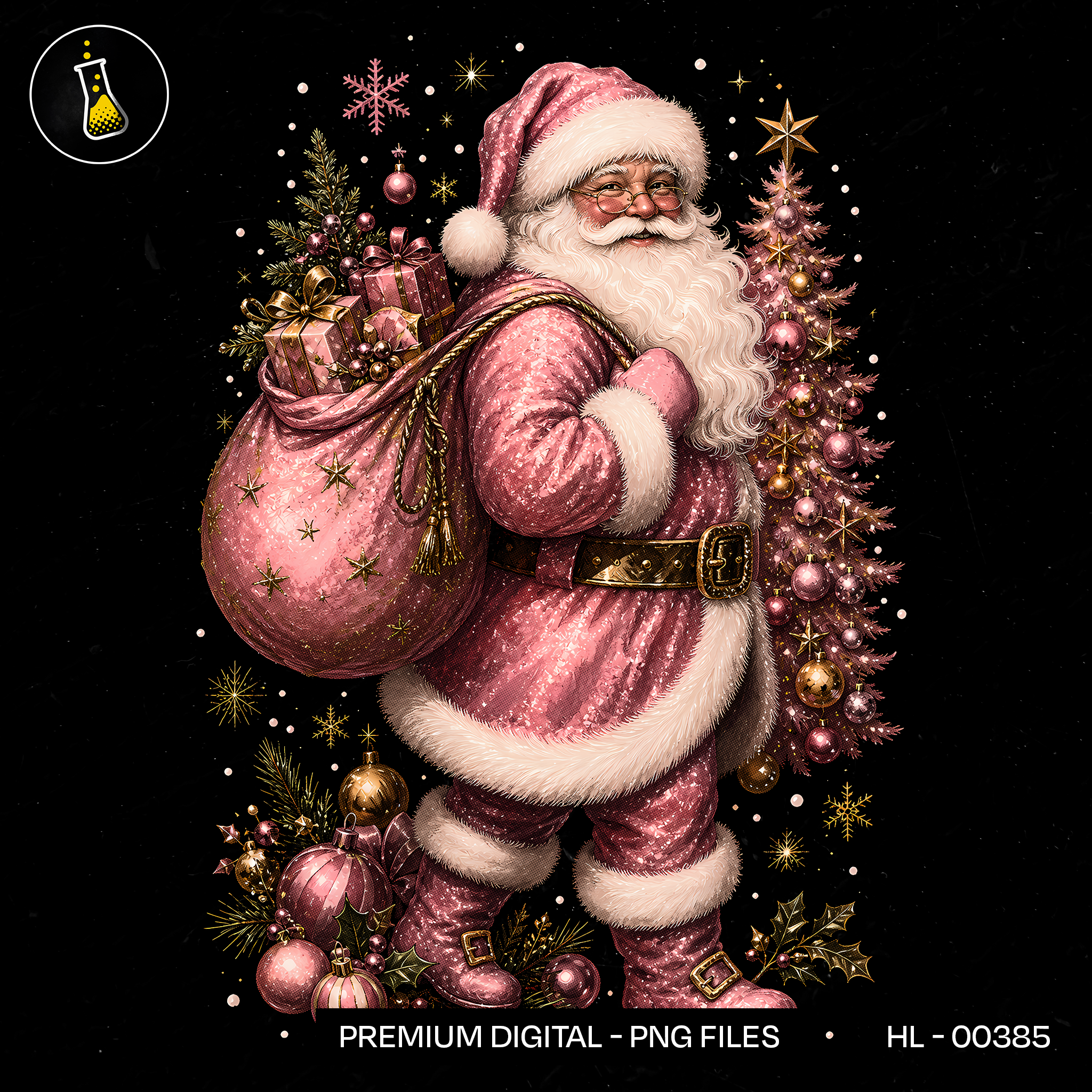 Pink Glitter Santa Sack Print
