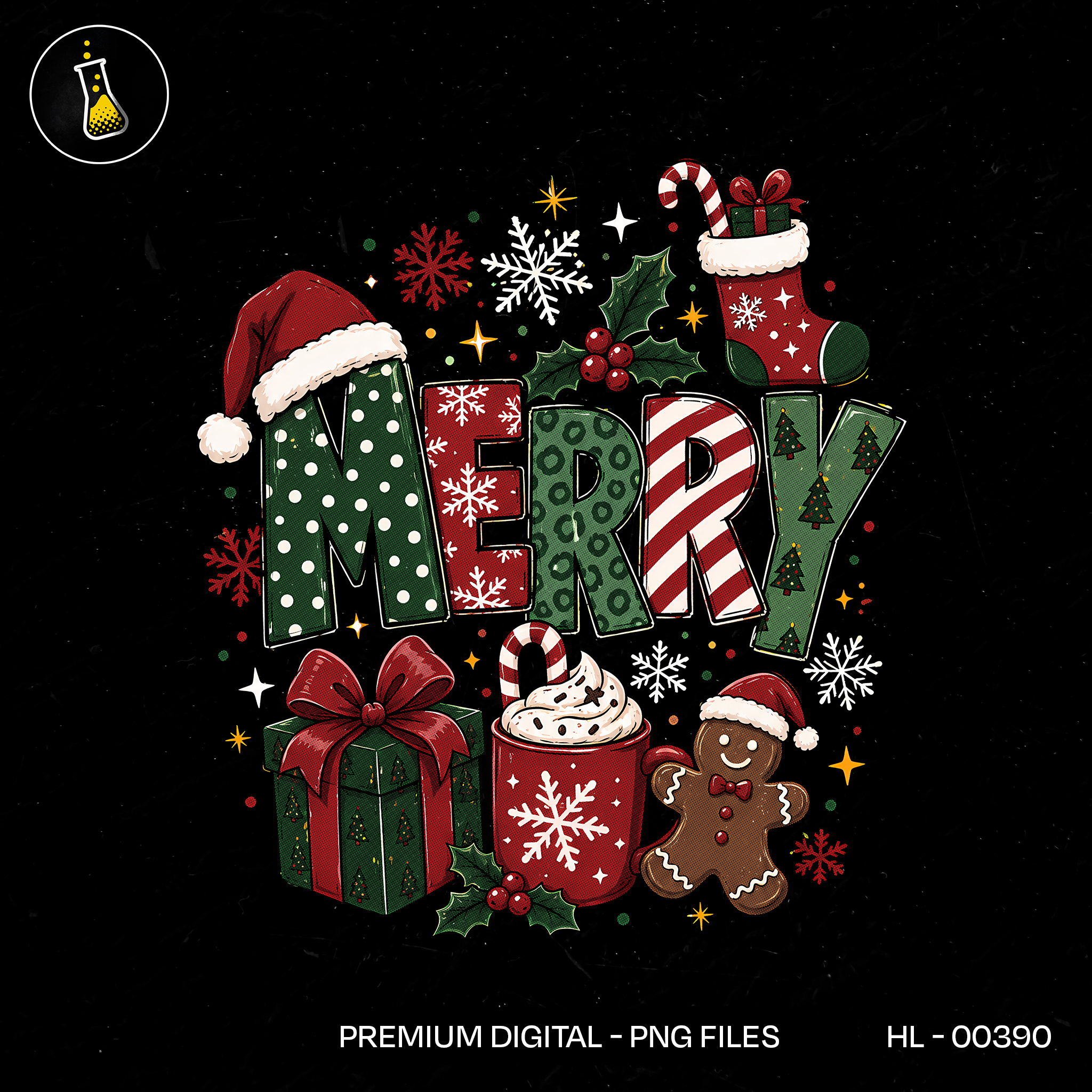 Merry Christmas Bold Text Print