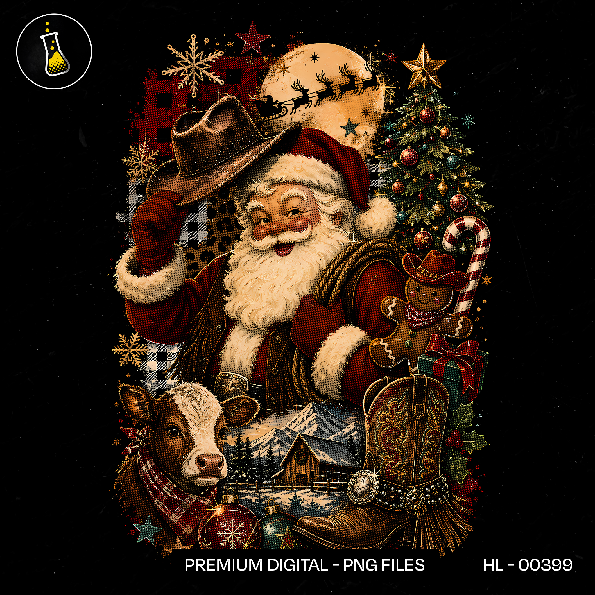 Cowboy Santa Western Christmas Print
