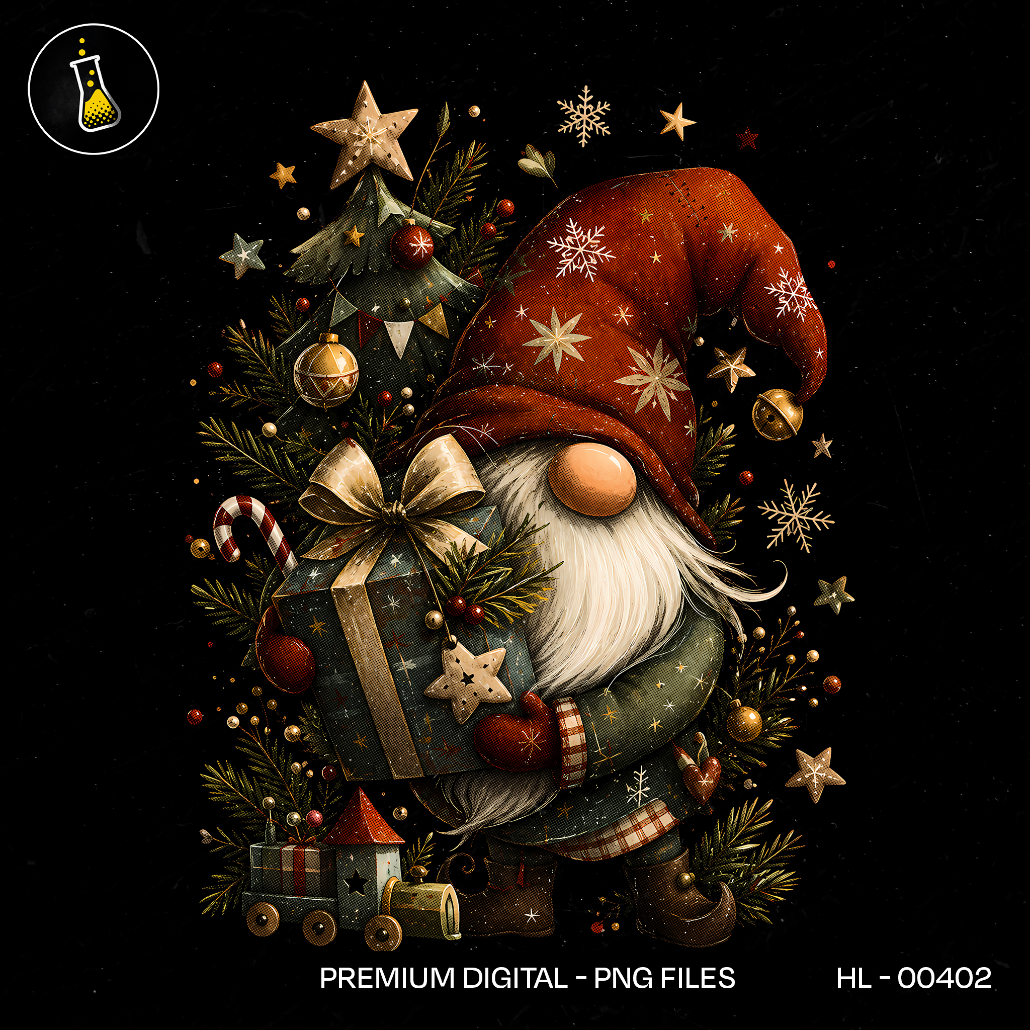 Gnome Carrying Christmas Gift Print