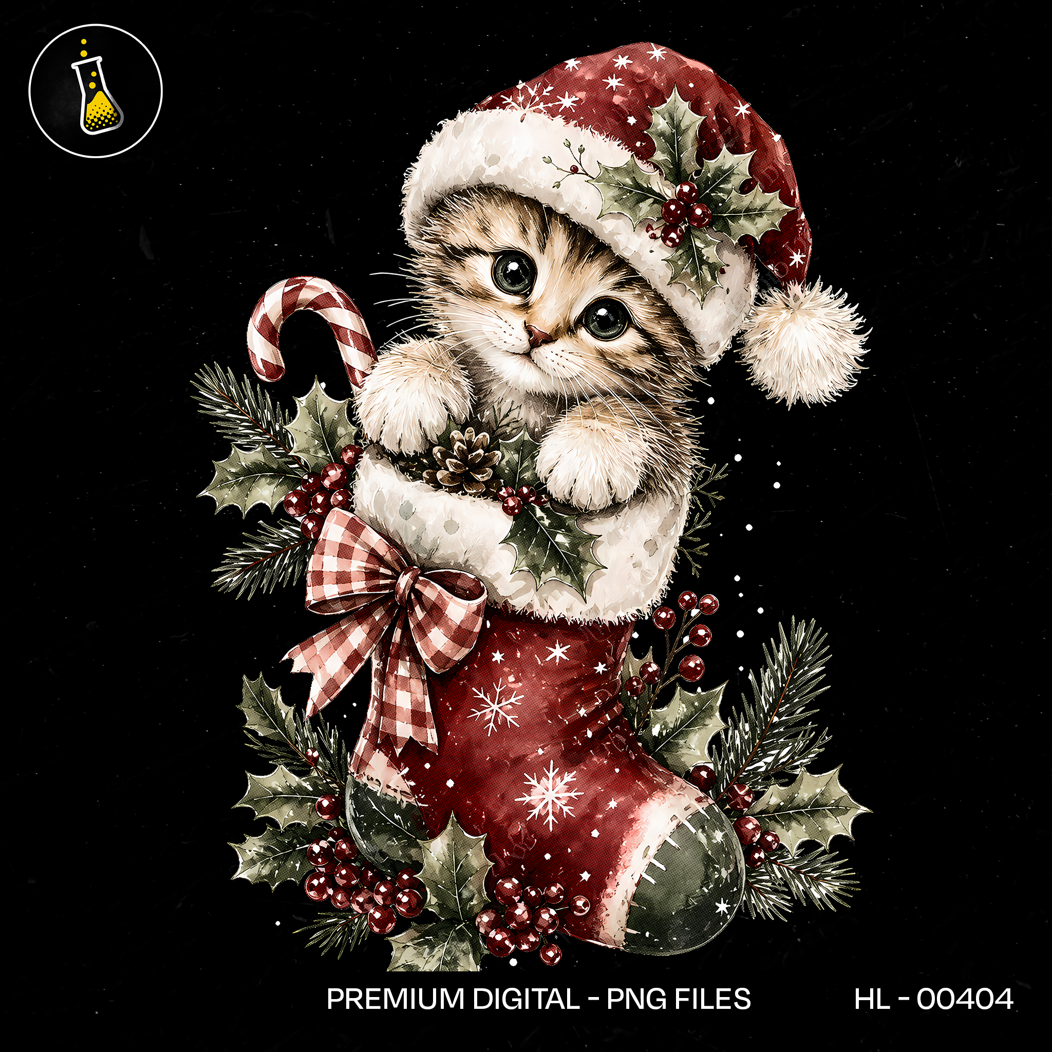 Sleepy Kitten Christmas Stocking Print