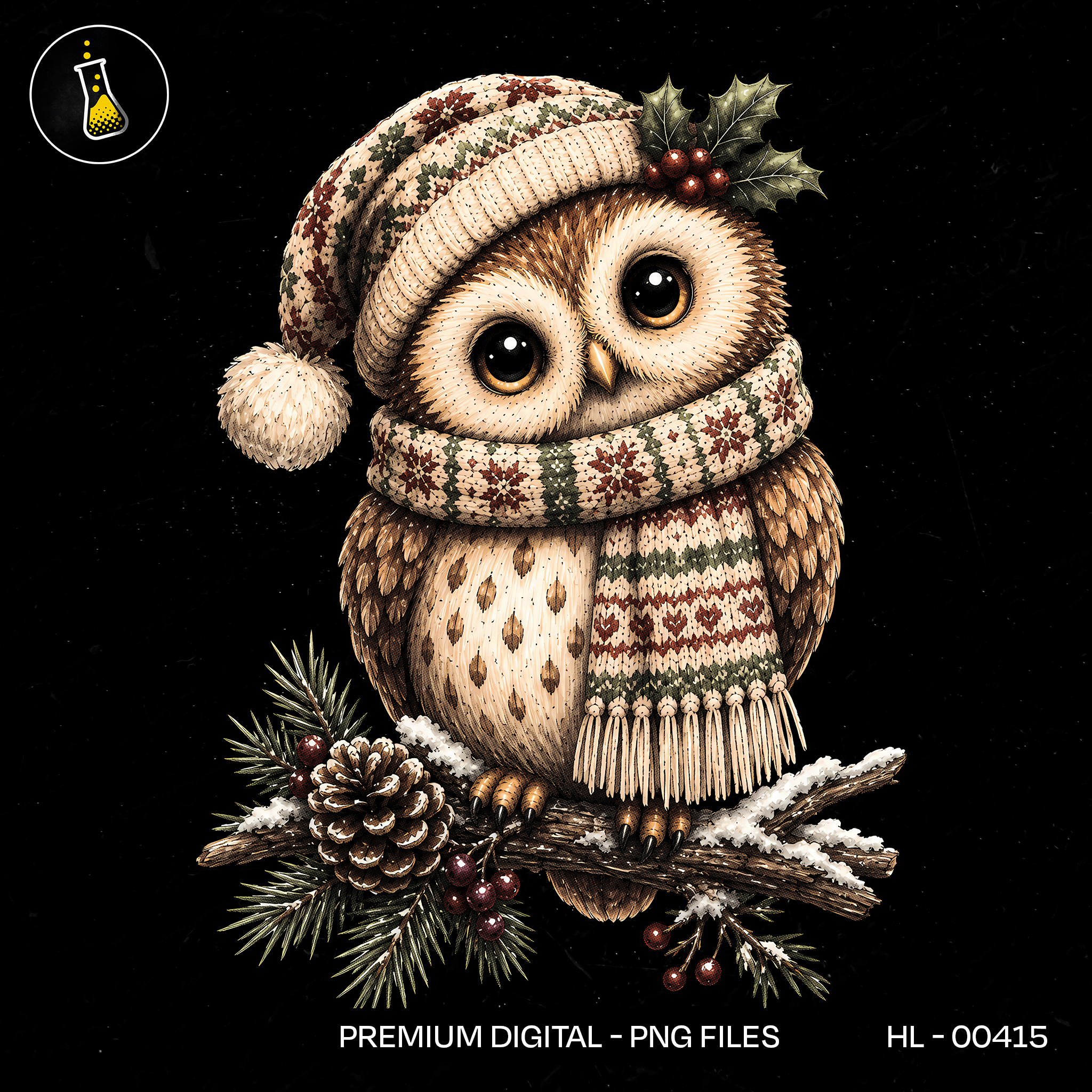 Cozy Owl Winter Sweater Print