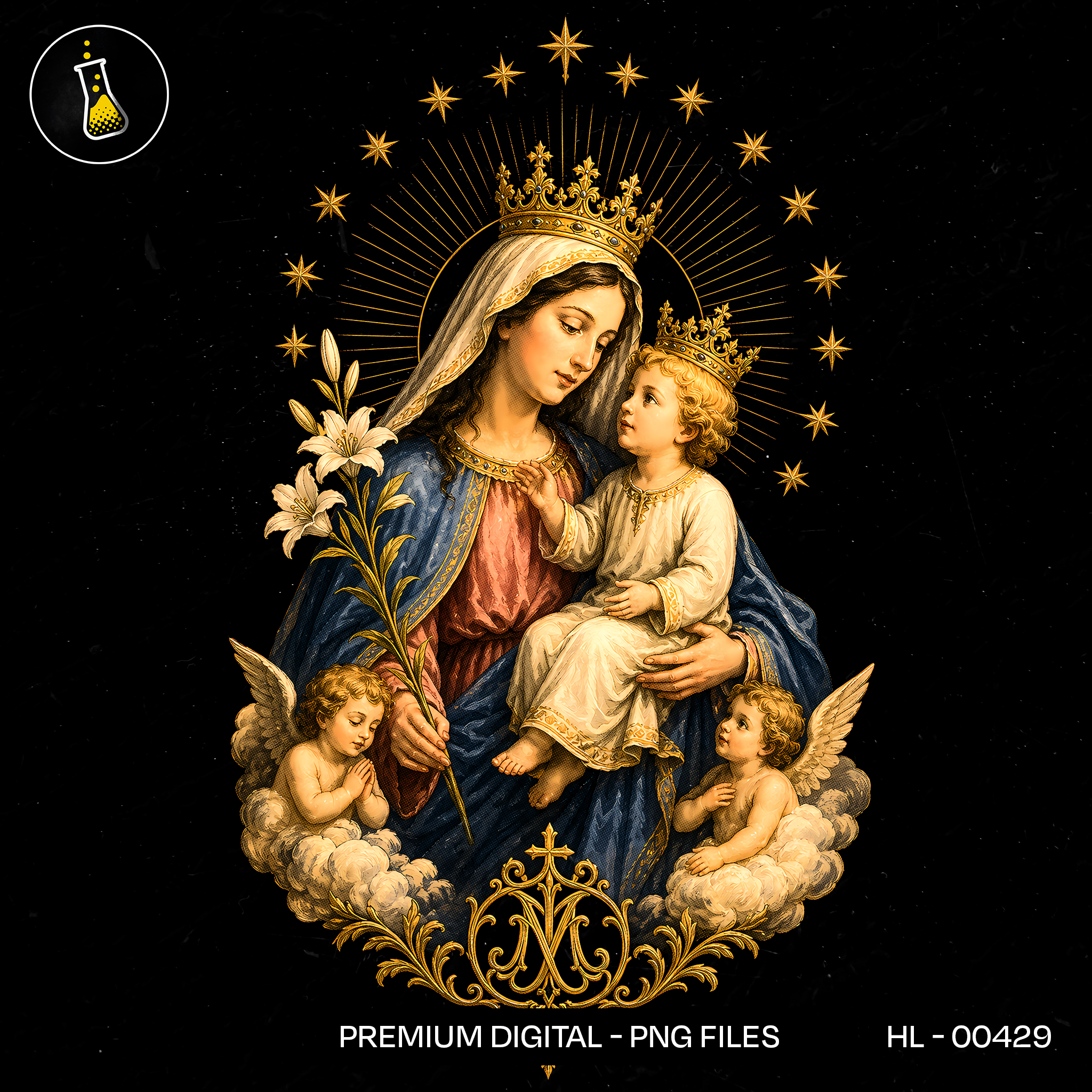 Crowned Madonna and Child Print