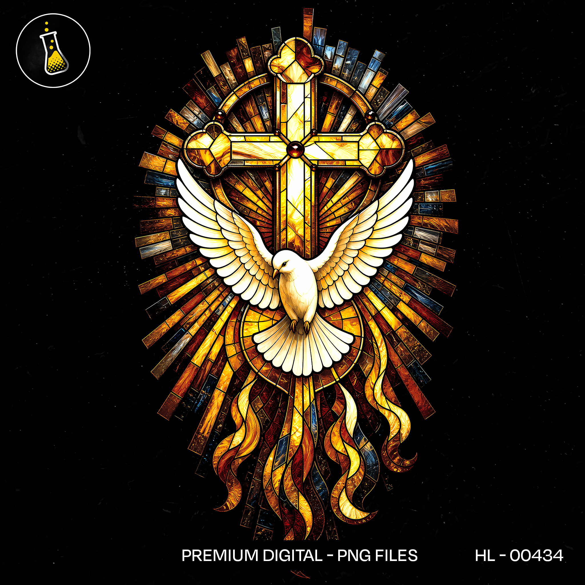 Holy Spirit Cross Stained Glass Print