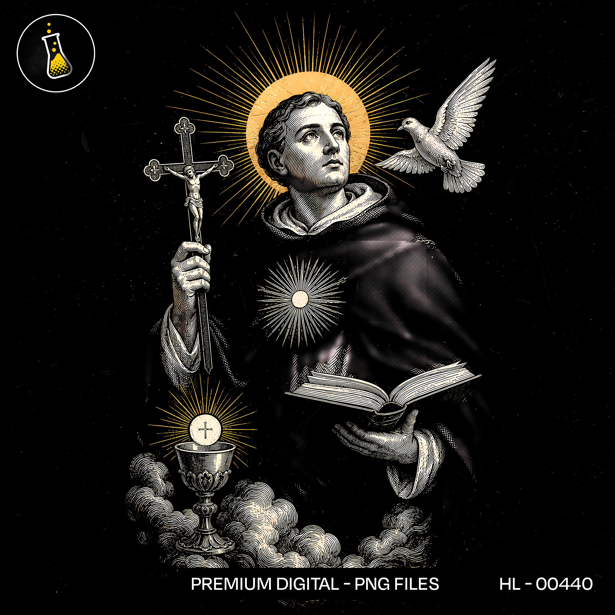 Saint with Crucifix and Dove Print