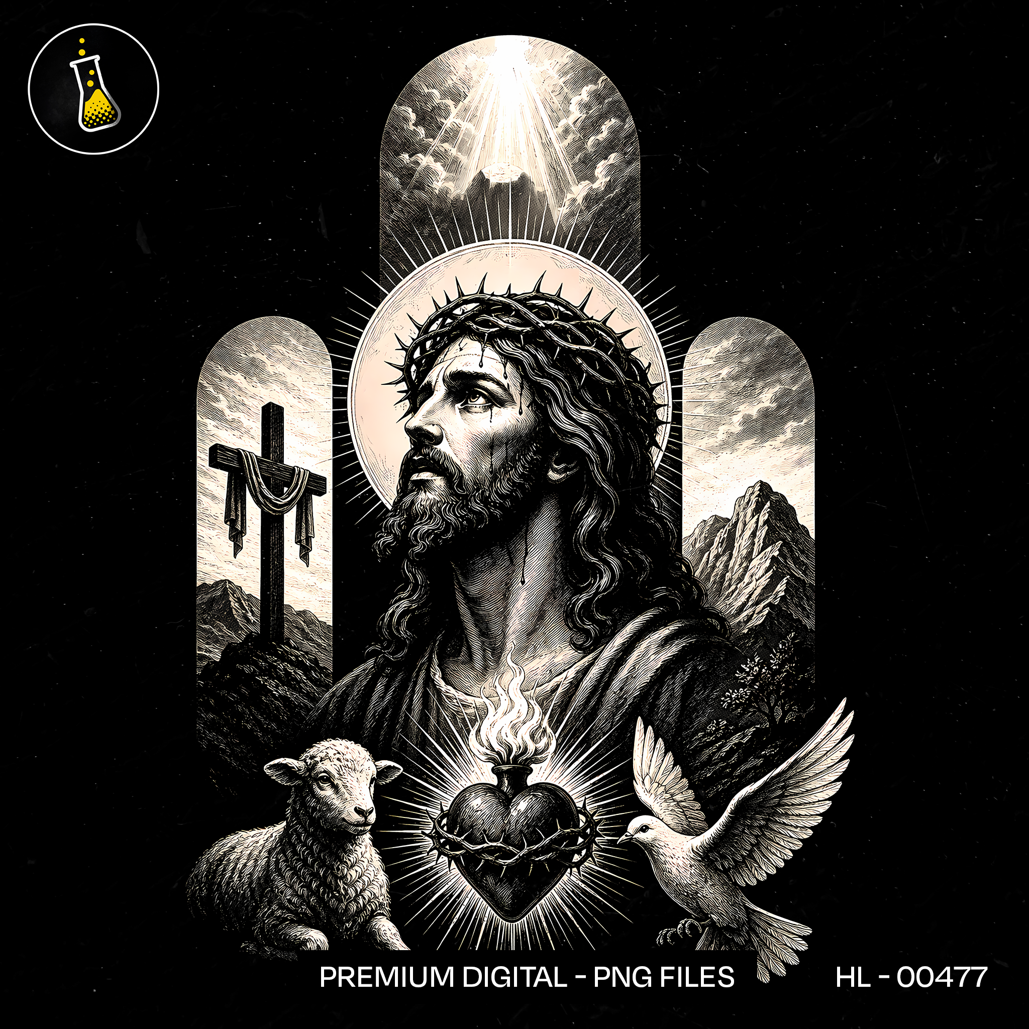 Christ Lamb and Dove Print