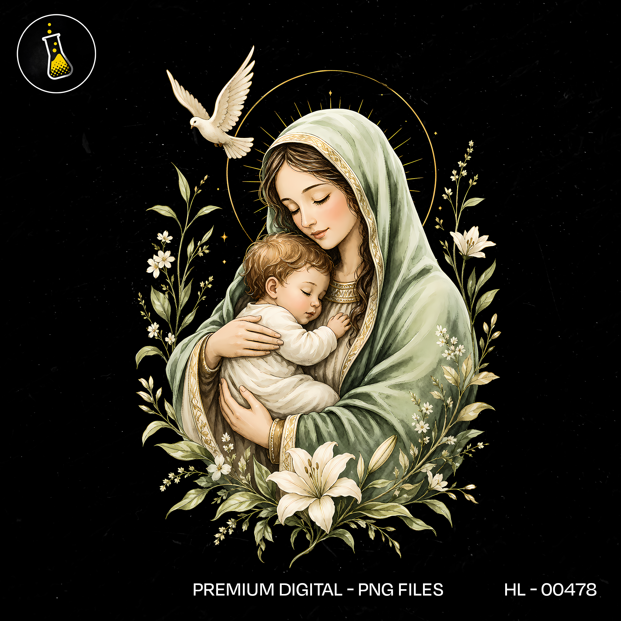 Mary Cradling Baby Jesus Print