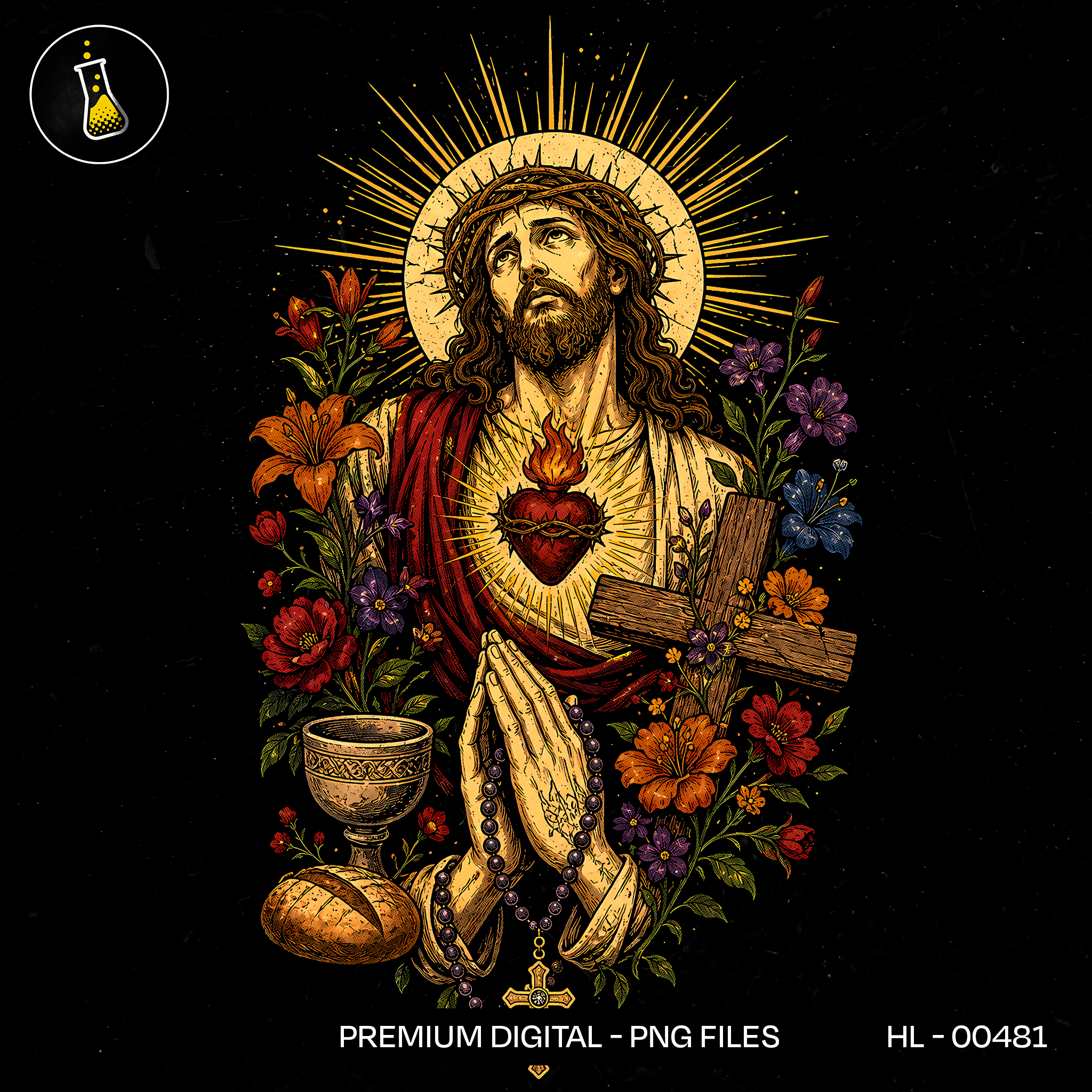 Praying Jesus with Rosary Print